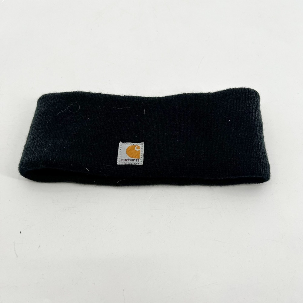 Carhartt Black Knit Headband Ear Warmer Women One Size Ribbed Logo Patch